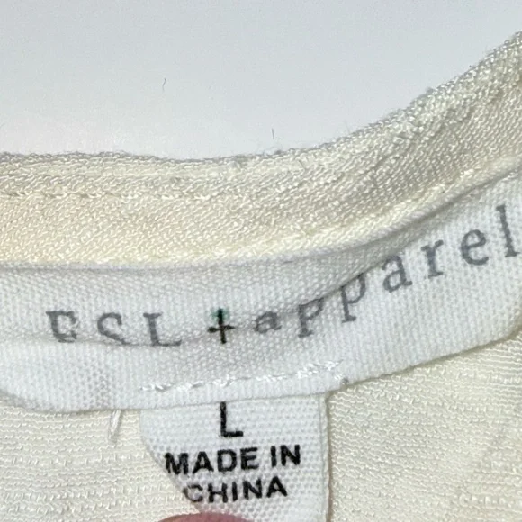 FSL + Apparel Ivory Lace Trim Boho Blouse Sz L Cottagecore Romantic Rayon Top - Picture 10 of 11